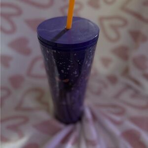 Purple Tumbler with Orange Straw (glow in the dark)